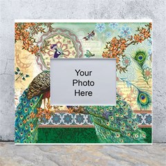 Royal Peacock Feather Art Fantasy White Wall Photo Frame 5  X 7  by Cemarart