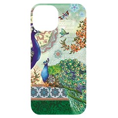 Royal Peacock Feather Art Fantasy Iphone 14 Black Uv Print Case by Cemarart