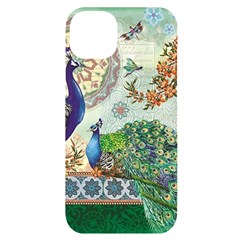 Royal Peacock Feather Art Fantasy Iphone 14 Plus Black Uv Print Case by Cemarart