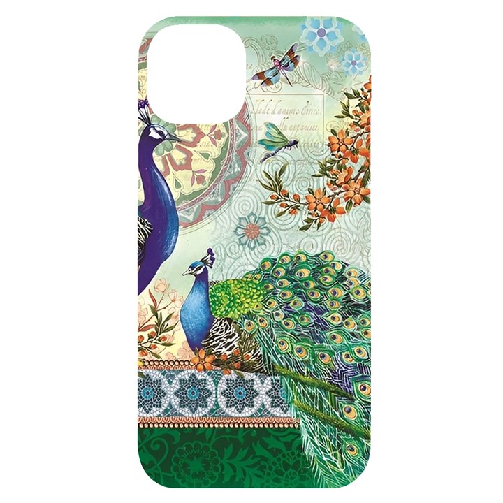 Royal Peacock Feather Art Fantasy iPhone 14 Plus Black UV Print Case