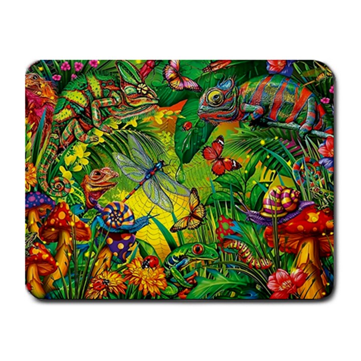 The Chameleon Colorful Mushroom Jungle Flower Insect Summer Dragonfly Small Mousepad