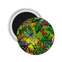 The Chameleon Colorful Mushroom Jungle Flower Insect Summer Dragonfly 2 25  Magnets by Cemarart