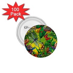 The Chameleon Colorful Mushroom Jungle Flower Insect Summer Dragonfly 1 75  Buttons (100 Pack)  by Cemarart