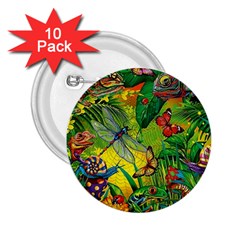 The Chameleon Colorful Mushroom Jungle Flower Insect Summer Dragonfly 2 25  Buttons (10 Pack)  by Cemarart