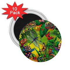 The Chameleon Colorful Mushroom Jungle Flower Insect Summer Dragonfly 2 25  Magnets (10 Pack)  by Cemarart