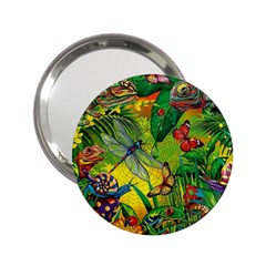 The Chameleon Colorful Mushroom Jungle Flower Insect Summer Dragonfly 2 25  Handbag Mirrors by Cemarart