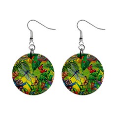 The Chameleon Colorful Mushroom Jungle Flower Insect Summer Dragonfly Mini Button Earrings by Cemarart