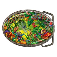 The Chameleon Colorful Mushroom Jungle Flower Insect Summer Dragonfly Belt Buckles by Cemarart