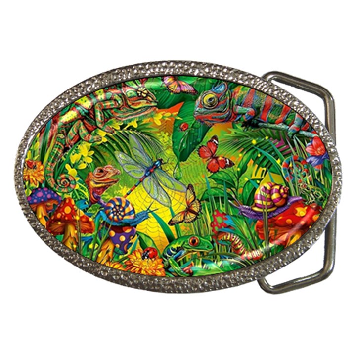 The Chameleon Colorful Mushroom Jungle Flower Insect Summer Dragonfly Belt Buckles