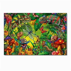 The Chameleon Colorful Mushroom Jungle Flower Insect Summer Dragonfly Postcard 4 x 6  (pkg Of 10) by Cemarart