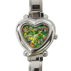 The Chameleon Colorful Mushroom Jungle Flower Insect Summer Dragonfly Heart Italian Charm Watch by Cemarart