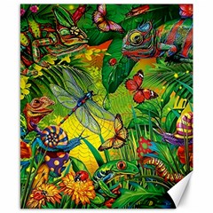 The Chameleon Colorful Mushroom Jungle Flower Insect Summer Dragonfly Canvas 8  X 10  by Cemarart