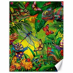 The Chameleon Colorful Mushroom Jungle Flower Insect Summer Dragonfly Canvas 18  X 24  by Cemarart