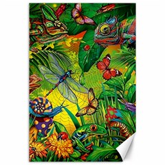 The Chameleon Colorful Mushroom Jungle Flower Insect Summer Dragonfly Canvas 24  X 36  by Cemarart