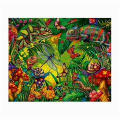 The Chameleon Colorful Mushroom Jungle Flower Insect Summer Dragonfly Small Glasses Cloth (2 Sides) by Cemarart