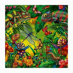 The Chameleon Colorful Mushroom Jungle Flower Insect Summer Dragonfly Medium Glasses Cloth (2 Sides) by Cemarart