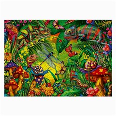 The Chameleon Colorful Mushroom Jungle Flower Insect Summer Dragonfly Large Glasses Cloth (2 Sides) by Cemarart