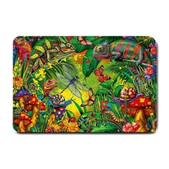 The Chameleon Colorful Mushroom Jungle Flower Insect Summer Dragonfly Small Doormat by Cemarart