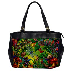 The Chameleon Colorful Mushroom Jungle Flower Insect Summer Dragonfly Oversize Office Handbag by Cemarart