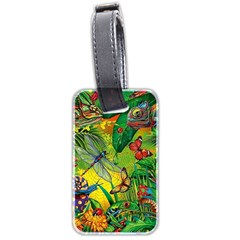 The Chameleon Colorful Mushroom Jungle Flower Insect Summer Dragonfly Luggage Tag (two Sides) by Cemarart