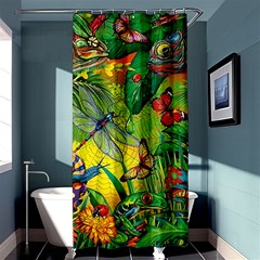 The Chameleon Colorful Mushroom Jungle Flower Insect Summer Dragonfly Shower Curtain 36  X 72  (stall)  by Cemarart