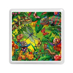 The Chameleon Colorful Mushroom Jungle Flower Insect Summer Dragonfly Memory Card Reader (square) by Cemarart