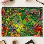 The Chameleon Colorful Mushroom Jungle Flower Insect Summer Dragonfly Cosmetic Bag (XXXL) Front