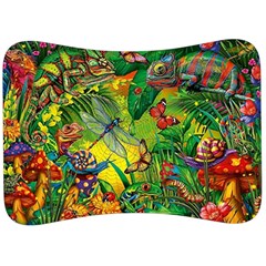 The Chameleon Colorful Mushroom Jungle Flower Insect Summer Dragonfly Velour Seat Head Rest Cushion by Cemarart