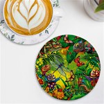 The Chameleon Colorful Mushroom Jungle Flower Insect Summer Dragonfly UV Print Round Tile Coaster Front