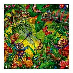 The Chameleon Colorful Mushroom Jungle Flower Insect Summer Dragonfly Banner And Sign 3  X 3  by Cemarart