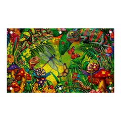 The Chameleon Colorful Mushroom Jungle Flower Insect Summer Dragonfly Banner And Sign 5  X 3  by Cemarart