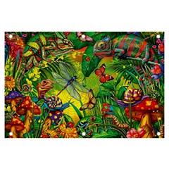 The Chameleon Colorful Mushroom Jungle Flower Insect Summer Dragonfly Banner And Sign 6  X 4  by Cemarart