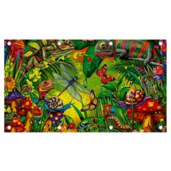 The Chameleon Colorful Mushroom Jungle Flower Insect Summer Dragonfly Banner And Sign 7  X 4  by Cemarart