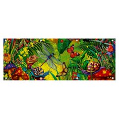 The Chameleon Colorful Mushroom Jungle Flower Insect Summer Dragonfly Banner And Sign 8  X 3  by Cemarart