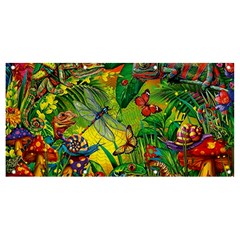 The Chameleon Colorful Mushroom Jungle Flower Insect Summer Dragonfly Banner And Sign 8  X 4  by Cemarart