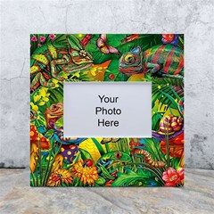 The Chameleon Colorful Mushroom Jungle Flower Insect Summer Dragonfly White Box Photo Frame 4  X 6  by Cemarart