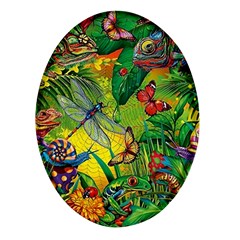 The Chameleon Colorful Mushroom Jungle Flower Insect Summer Dragonfly Oval Glass Fridge Magnet (4 Pack)