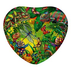 The Chameleon Colorful Mushroom Jungle Flower Insect Summer Dragonfly Heart Glass Fridge Magnet (4 Pack)