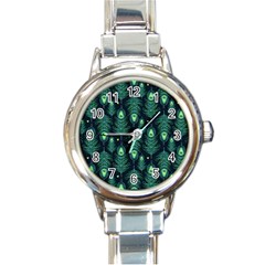 Peacock Pattern Round Italian Charm Watch