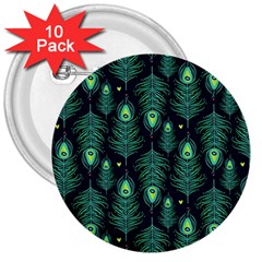 Peacock Pattern 3  Buttons (10 Pack) 