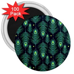 Peacock Pattern 3  Magnets (100 Pack)