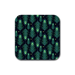 Peacock Pattern Rubber Square Coaster (4 Pack)