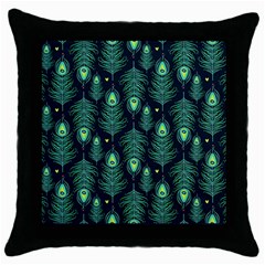 Peacock Pattern Throw Pillow Case (black) by Cemarart