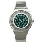 Peacock Pattern Stainless Steel Watch Front