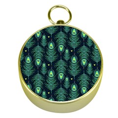 Peacock Pattern Gold Compasses