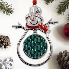 Peacock Pattern Metal Snowman Ornament by Cemarart