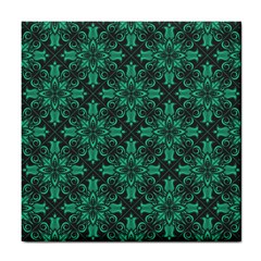 Green Damask Pattern Vintage Floral Pattern, Green Vintage Tile Coaster by nateshop