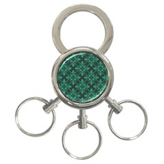 Green Damask Pattern Vintage Floral Pattern, Green Vintage 3-ring Key Chain by nateshop