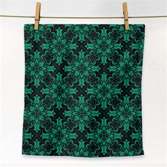 Green Damask Pattern Vintage Floral Pattern, Green Vintage Face Towel by nateshop