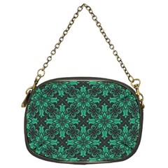 Green Damask Pattern Vintage Floral Pattern, Green Vintage Chain Purse (two Sides) by nateshop